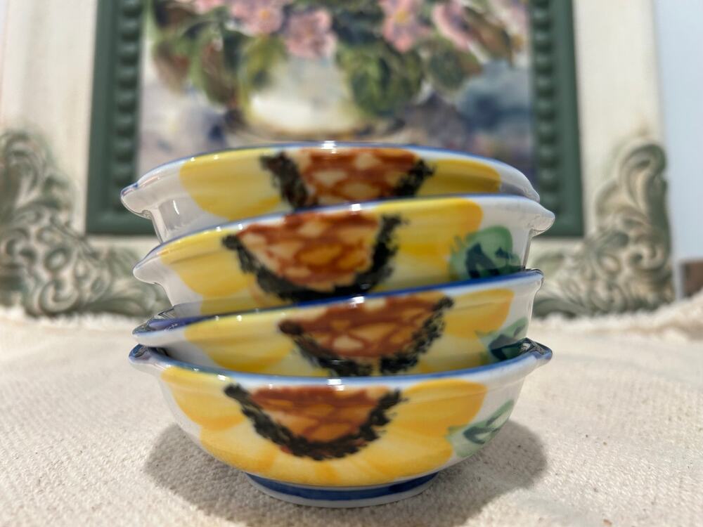 Adorable Dipping Bowls - Sunflower - Blue and White